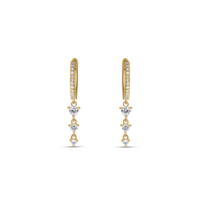 Diamond Drop Charm Hoop Earrings in 14kt Yellow Gold From Alexandra Marks Jewelry
