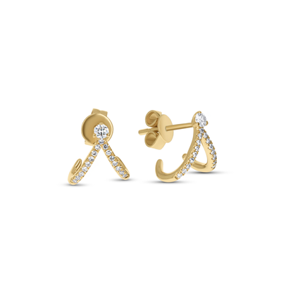 Double Row Curved Diamond Earring Cuffs in 14kt Yellow Gold from Alexandra Marks