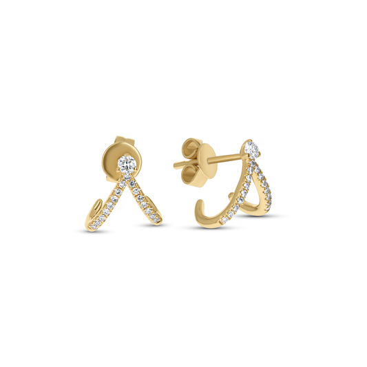 Double Row Curved Diamond Earring Cuffs in 14kt Yellow Gold from Alexandra Marks