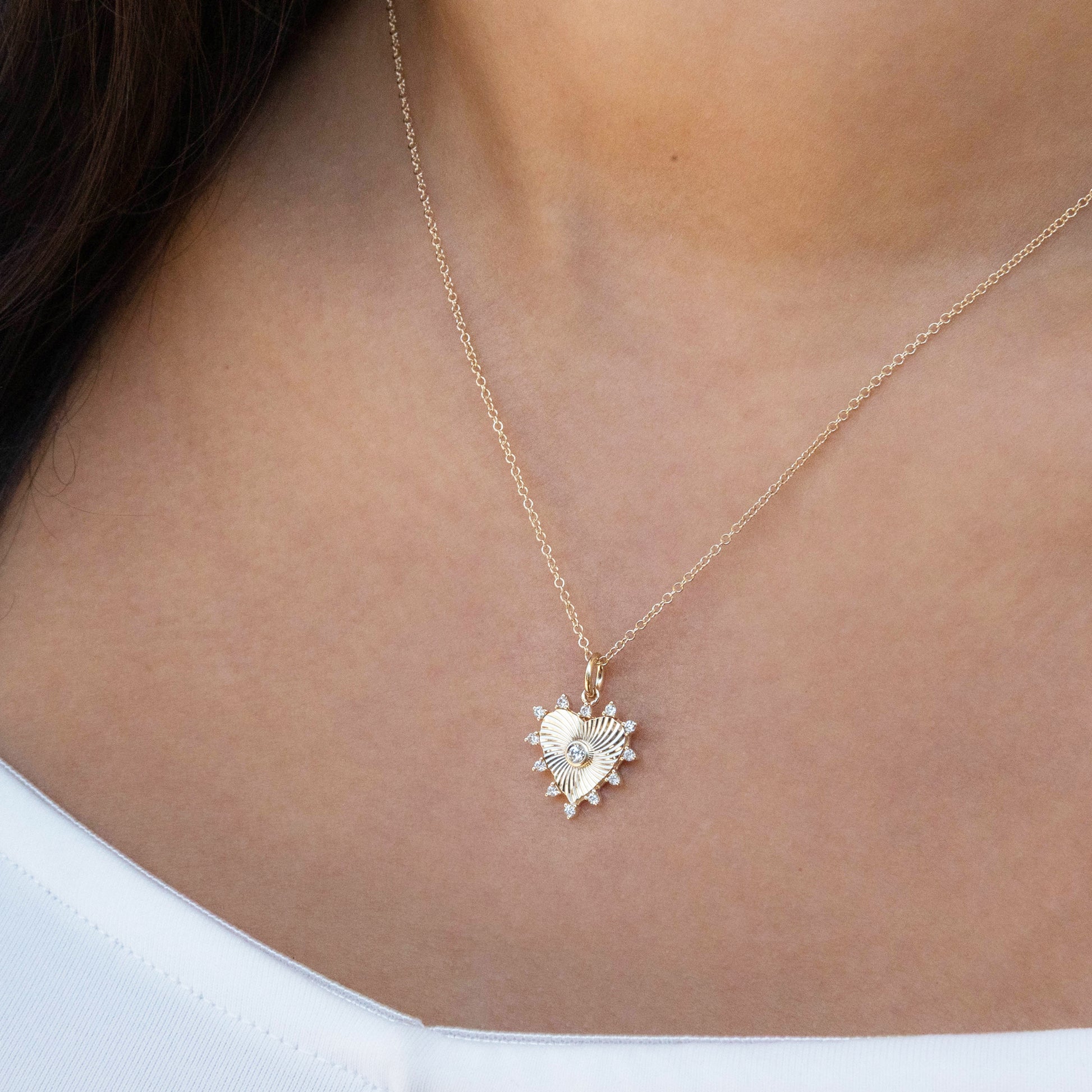 Diamond Heart Necklace in Gold from Alexandra Marks Jewelry