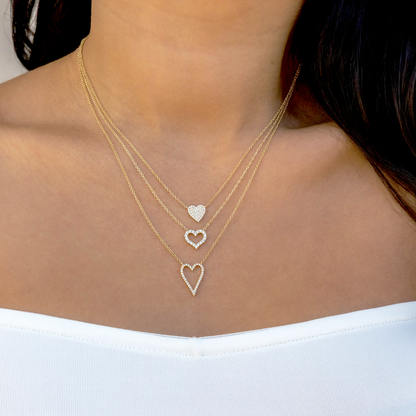 Dainty Diamond Heart Necklace Stack in Gold From Alexandra Marks Jewelry