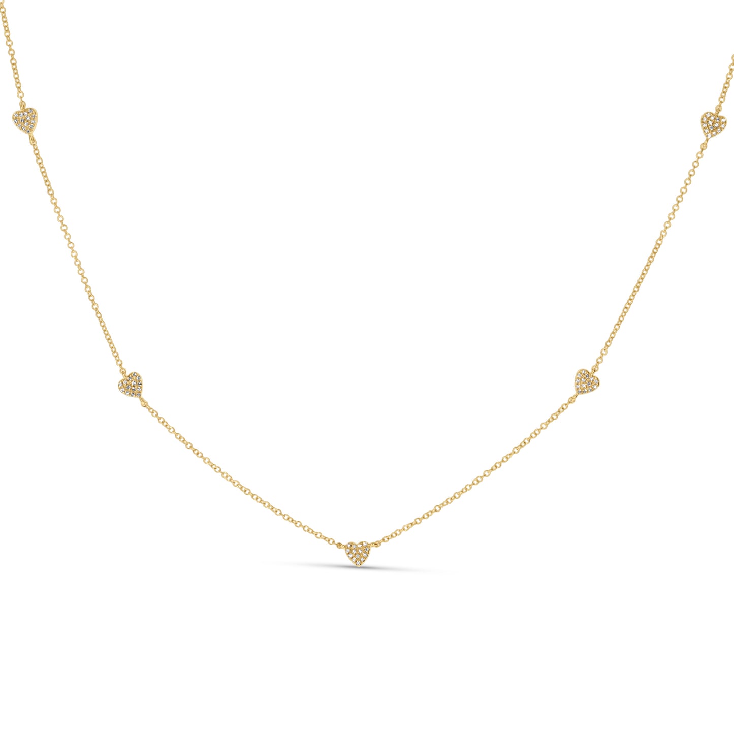 Diamond Heart Station Necklace in 14kt Gold From Alexandra Marks jewelry