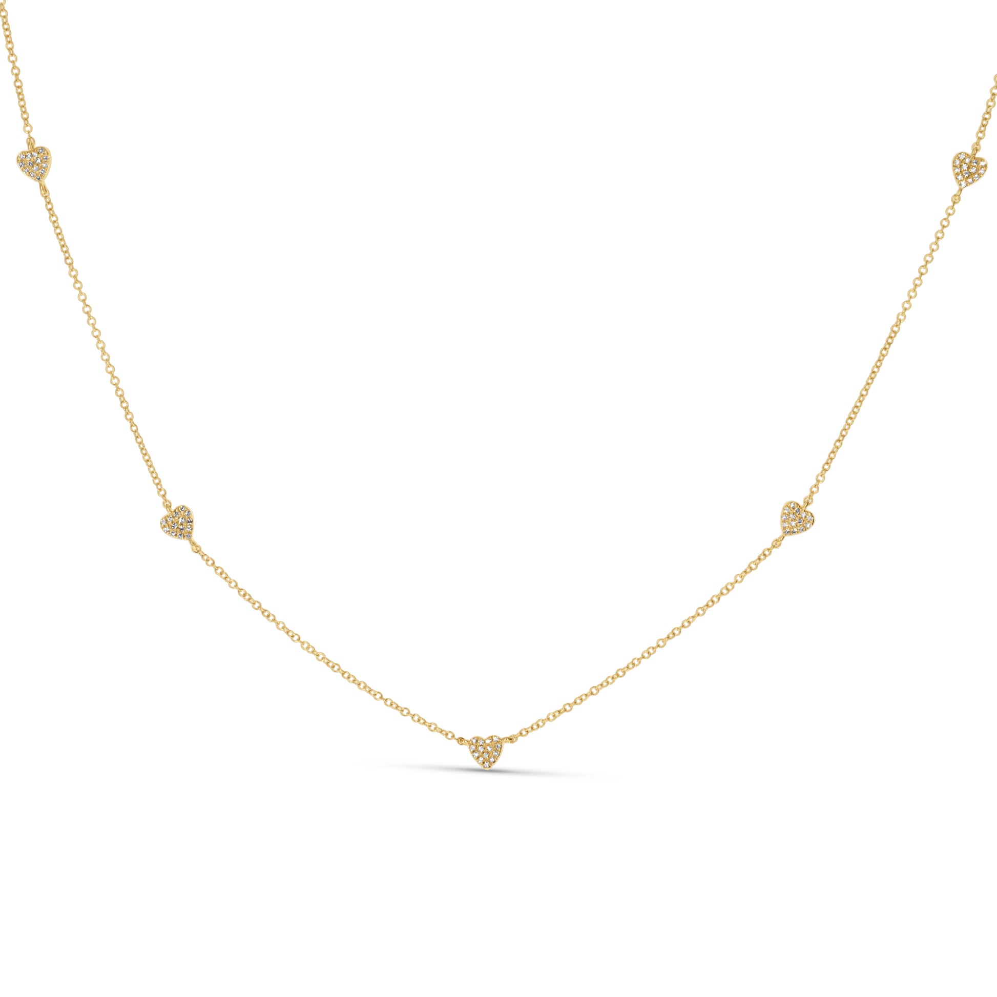 Diamond Heart Station Necklace in 14kt Gold From Alexandra Marks jewelry