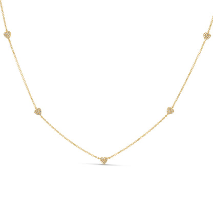 Diamond Heart Station Necklace in 14kt Gold From Alexandra Marks jewelry