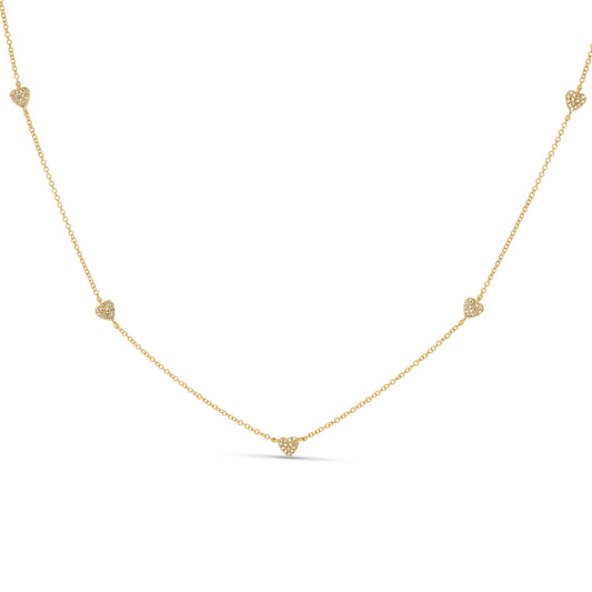 Diamond Heart Station Necklace in 14kt Gold From Alexandra Marks jewelry