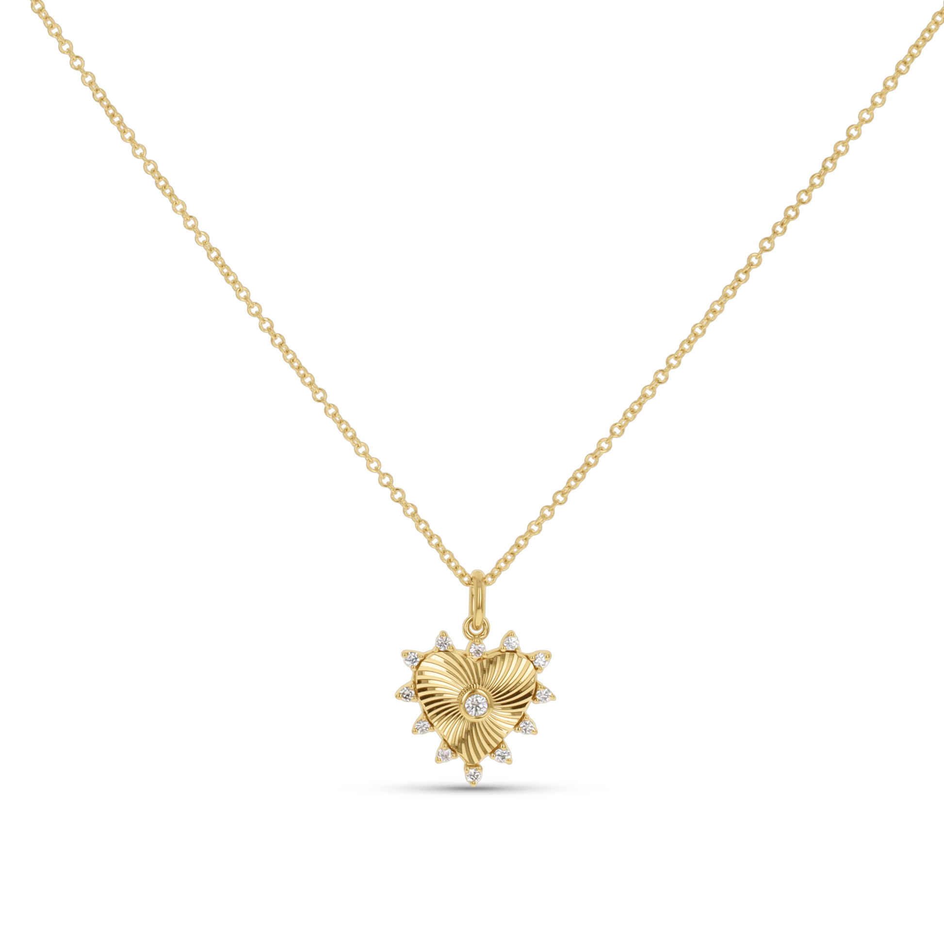 Starburst Diamond Heart Necklace in Gold from Alexandra Marks Jewelry