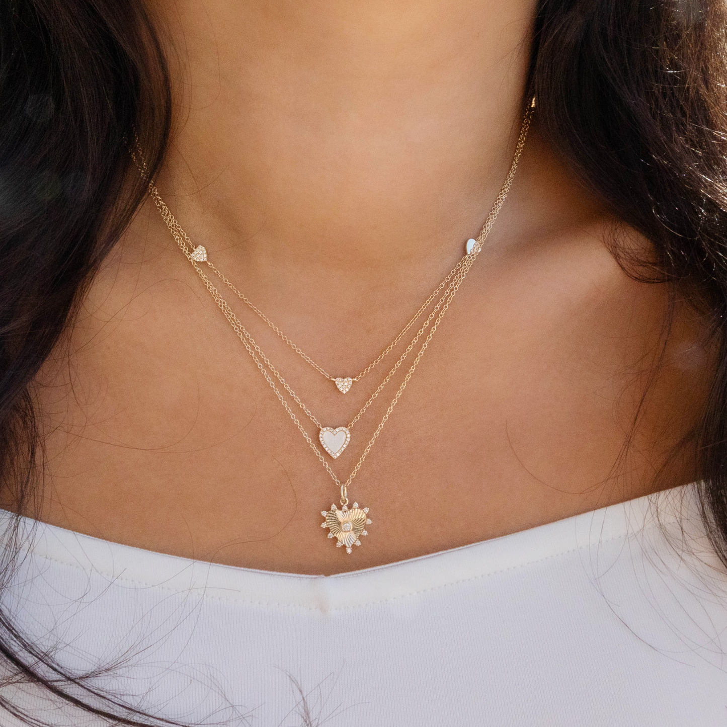 Diamond Heart Necklaces in 14kt Yellow Gold From Alexandra Marks Jewelry