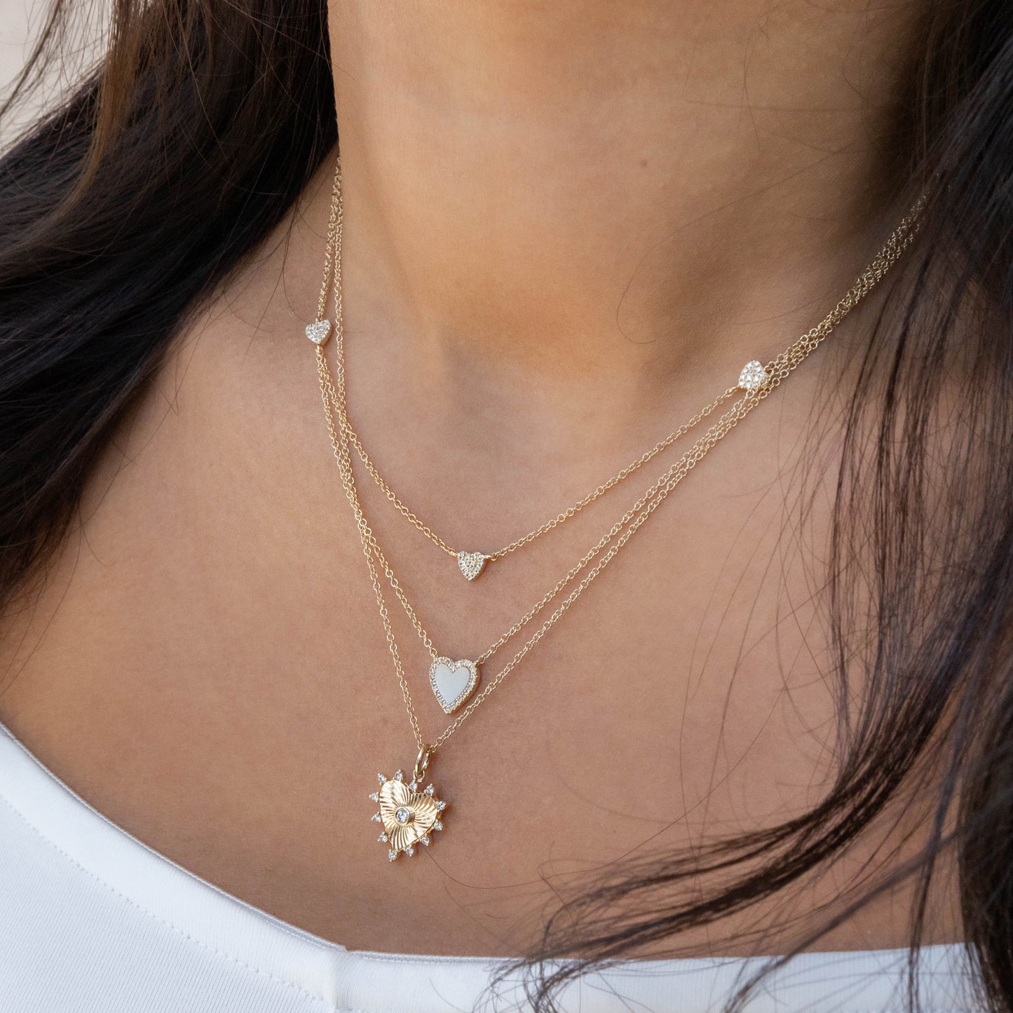 Diamond Heart Necklace Stack from Alexandra Marks Jewelry