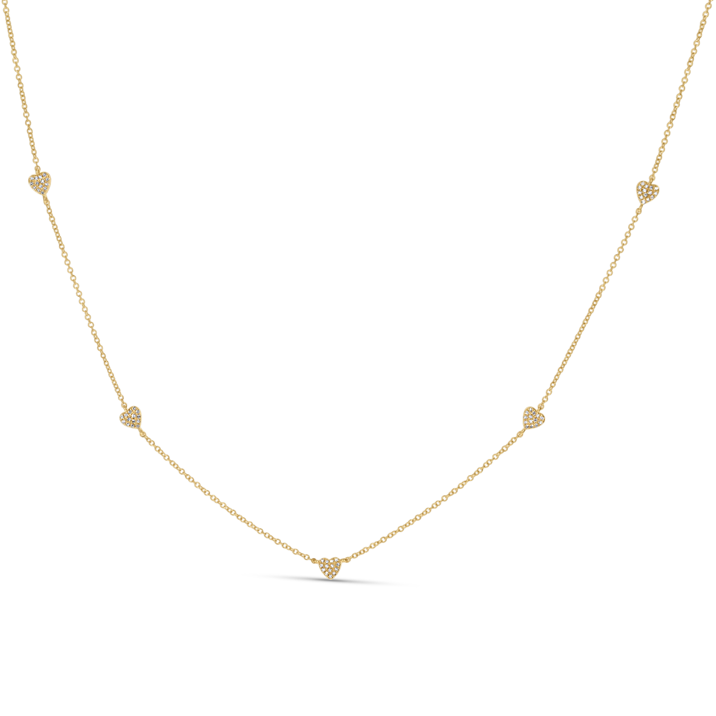 Dainty Diamond Heart Station Necklace from Alexandra Marks Jewelry