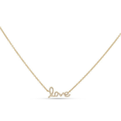 Dainty diamond love script necklace - Alexandra Marks Jewelry