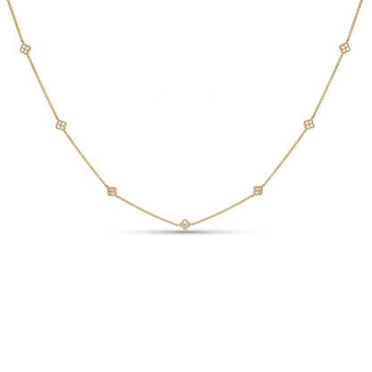 14kt Yellow Gold Necklace with Diamond Clover Stations from Alexandra Marks Jewelry