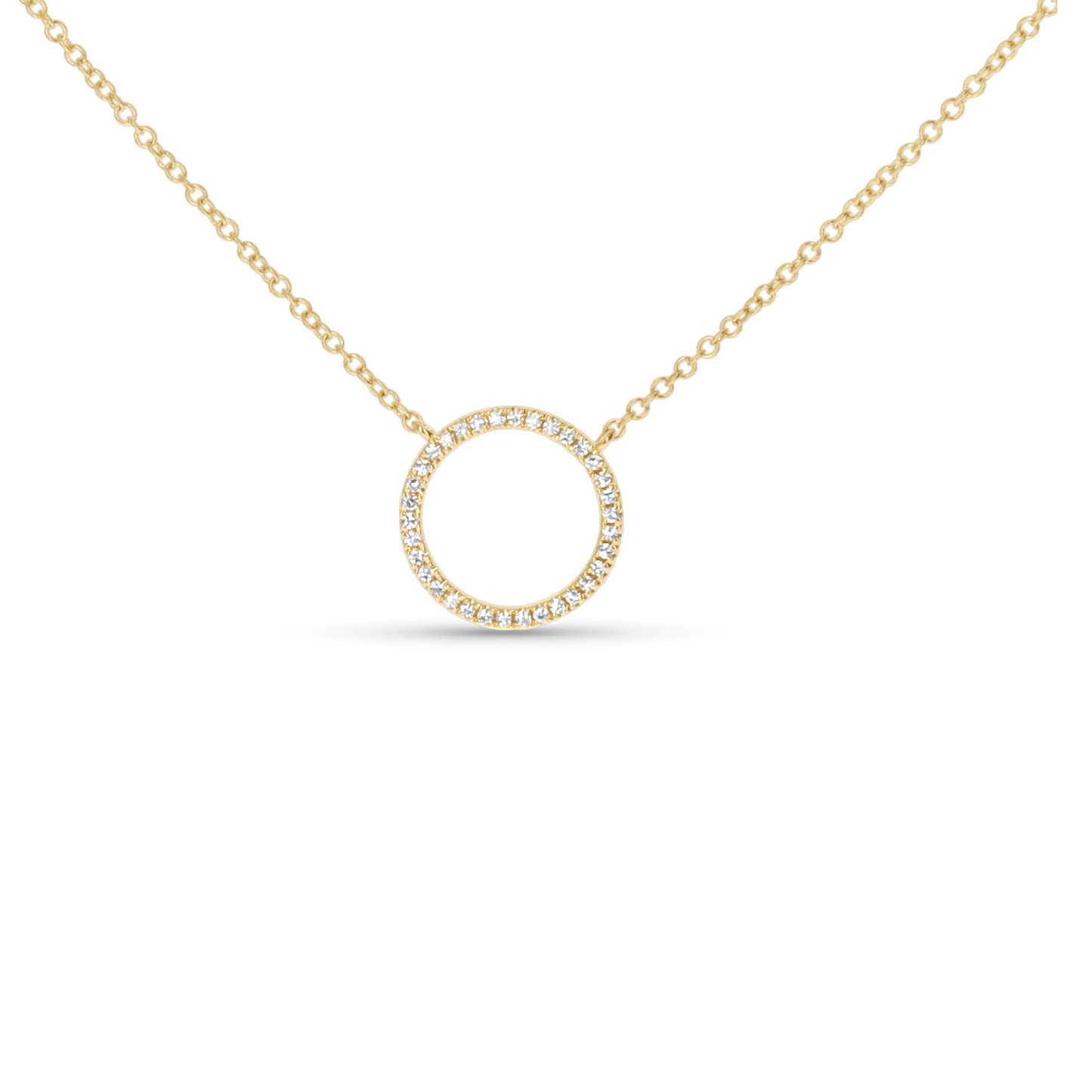 Large Diamond Open Circle Necklace in Yellow Gold from Alexandra Marks Jewlery