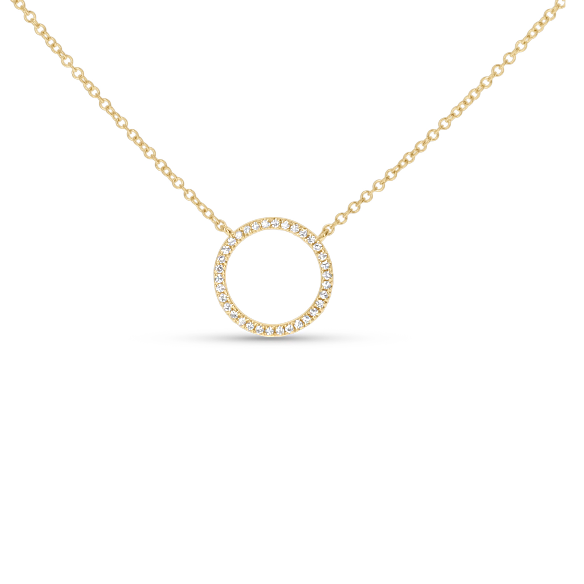 Large Diamond Open Circle Necklace in Yellow Gold from Alexandra Marks Jewlery