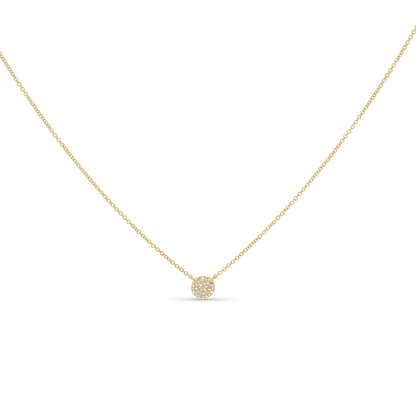 Small Diamond Disc Necklace in Gold 