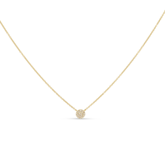 Small Diamond Disc Necklace in Gold 