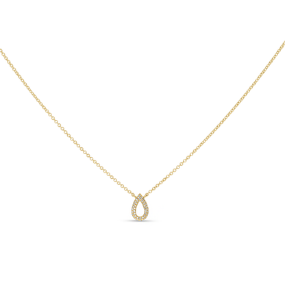 Dainty Open Pear Shaped Diamond Necklace in Gold from Alexandra Marks Jewelry