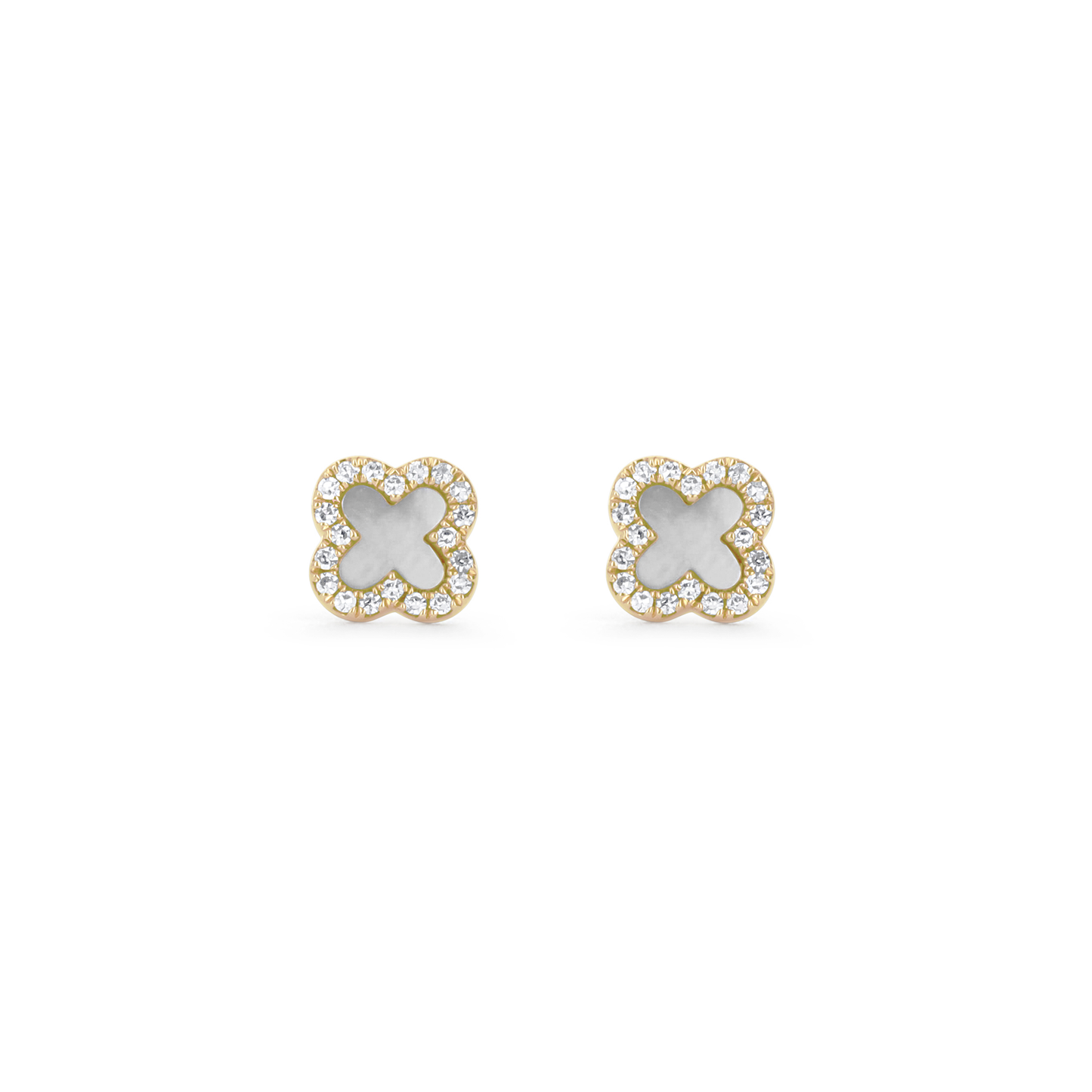 White Pearl and Diamond Halo Stud Earrings from Alexandra Marks