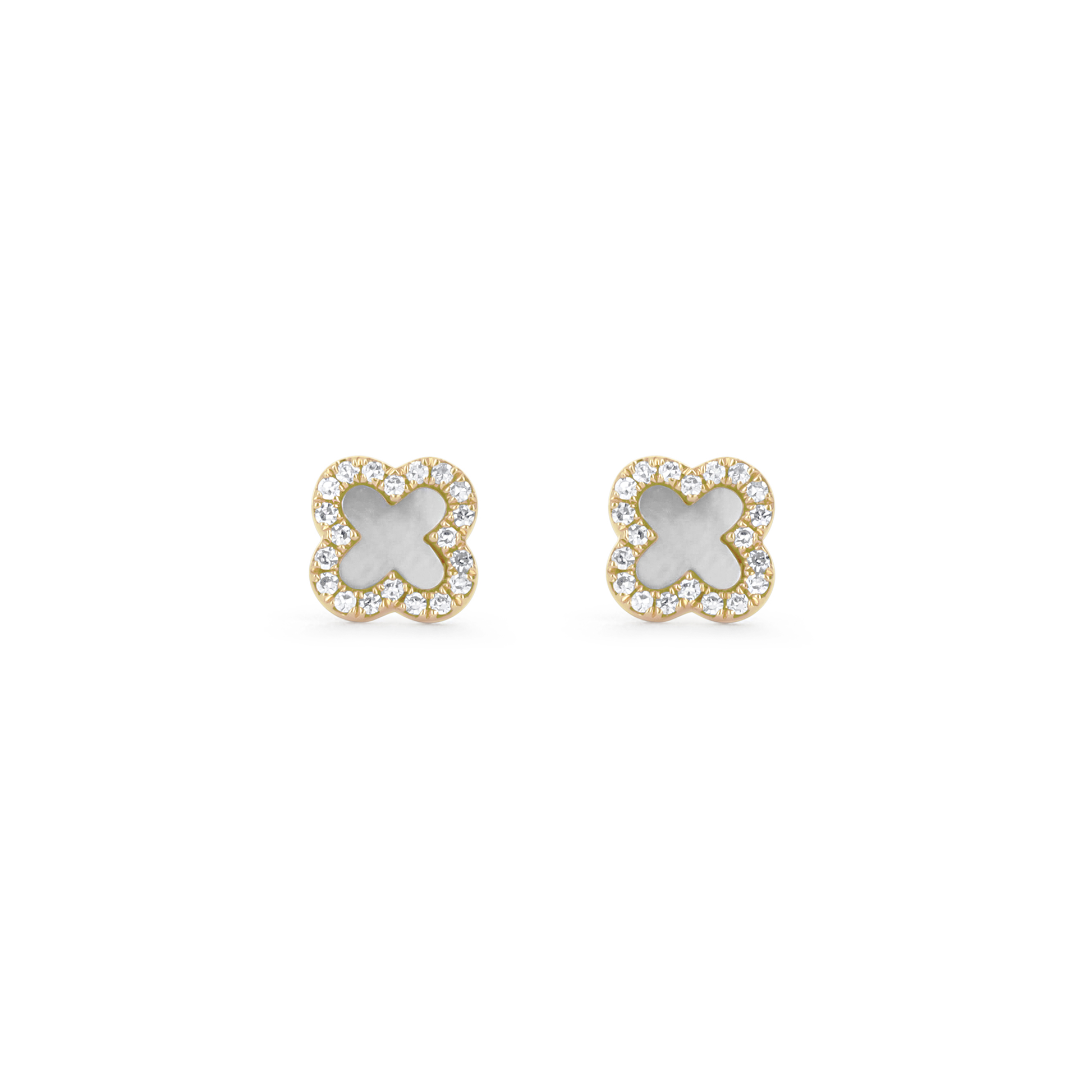 White Pearl and Diamond Halo Stud Earrings from Alexandra Marks