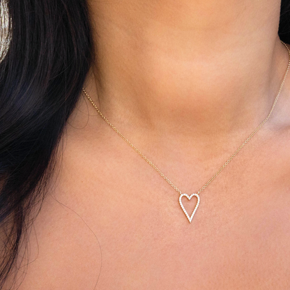 Diamond Large Open Heart Necklace 