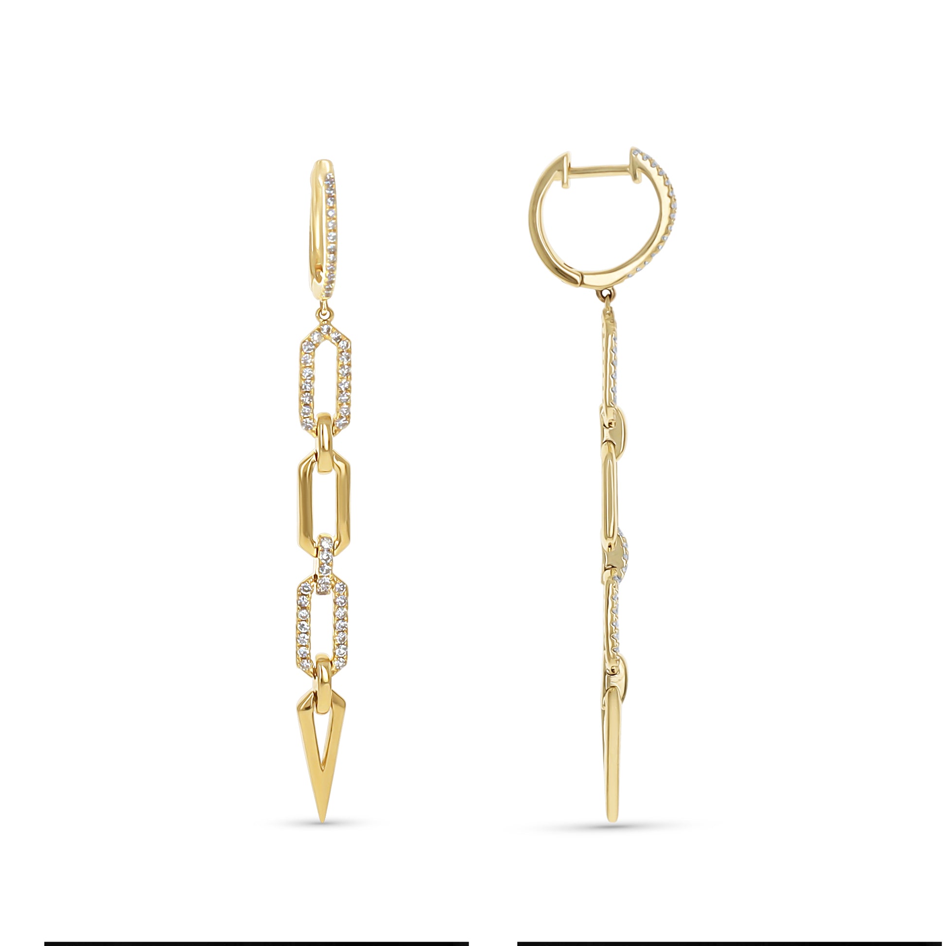 Geometric Diamond Statement Earrings in Yellow Gold From Alexandra Marks Jewelry