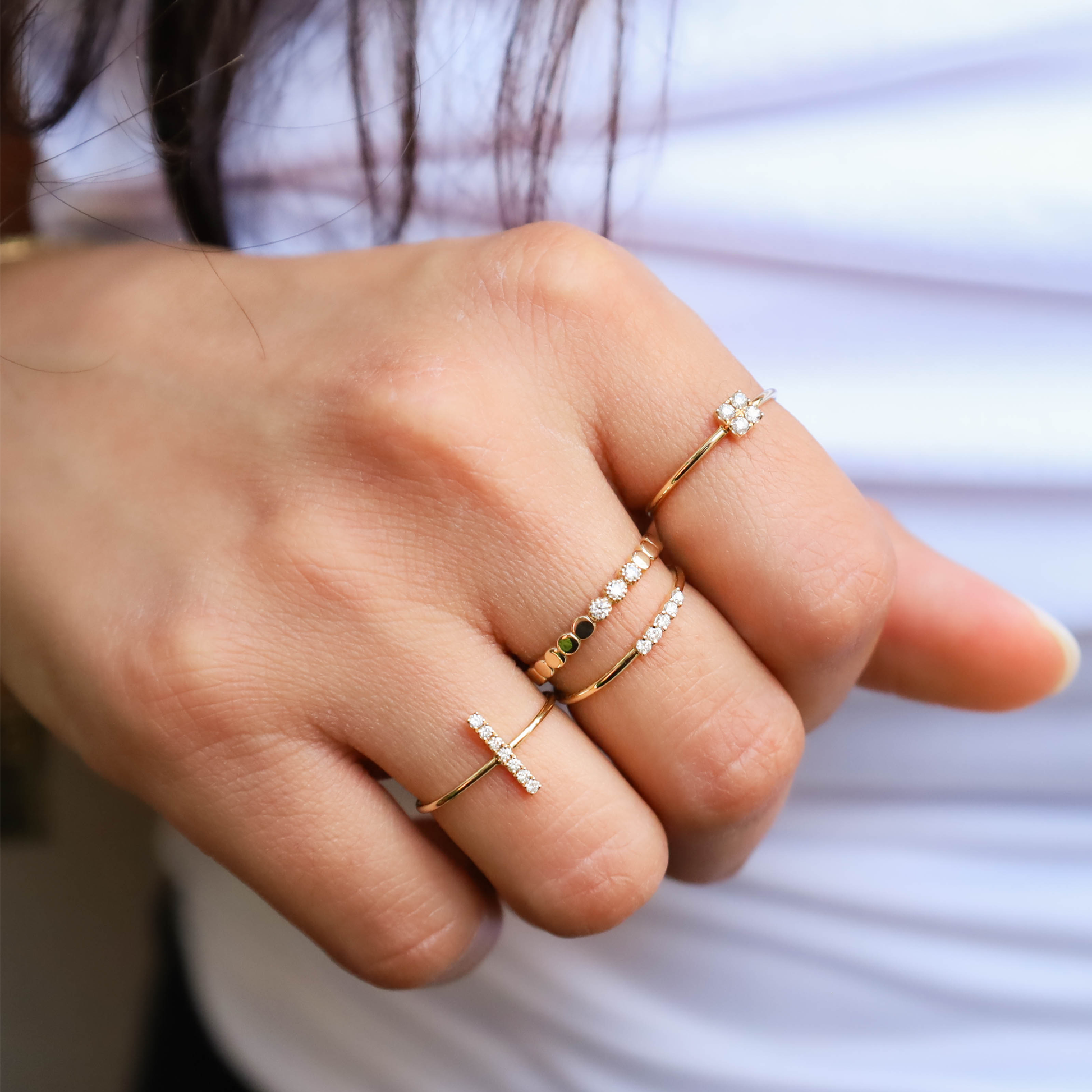 Dainty Diamond Ring Stack In Gold From Alexandra Marks Jewelry