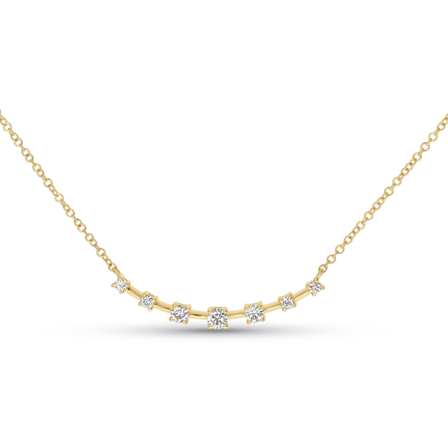 Round Diamond Station Bar Necklace in Gold from Alexandra Marks Jewelry