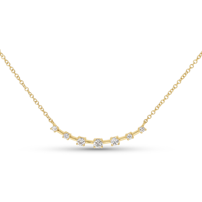 Round Diamond Station Bar Necklace in Gold from Alexandra Marks Jewelry