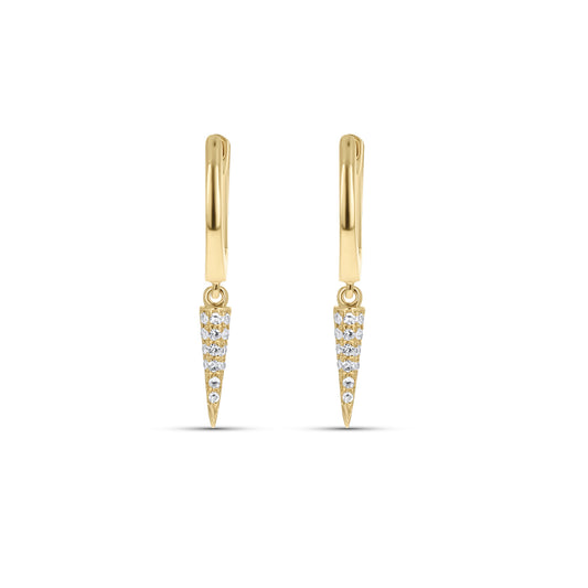 Gold Diamond Dagger Charm Hoop Earrings from Alexandra Marks Jewelry