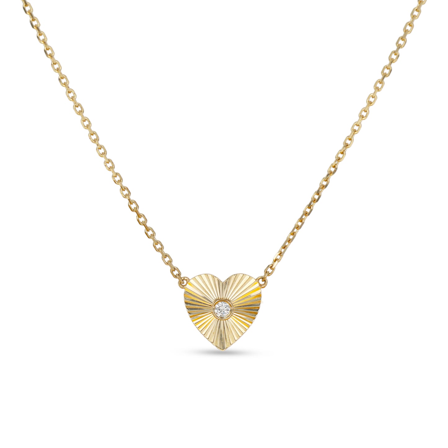 Diamond Cut Heart Necklace in 14kt Gold | Alexandra Marks Jewelry