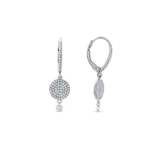 Pave' Diamond Charm Drop Earrings in White Gold | Alexandra Marks Jewelry