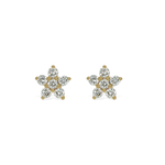 Diamond Flower Stud Earrings in 14k Yellow Gold | Alexandra Marks Jewelry