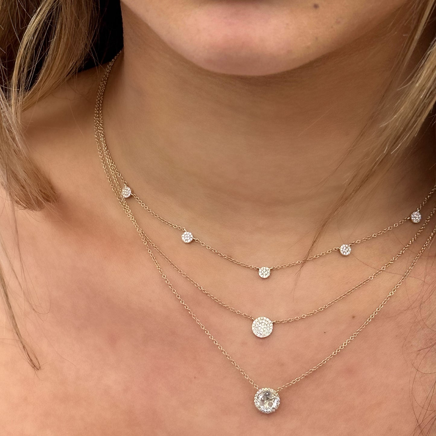 Medium 14k Gold & Diamond Disc Necklace from Alexandra Marks jewelry