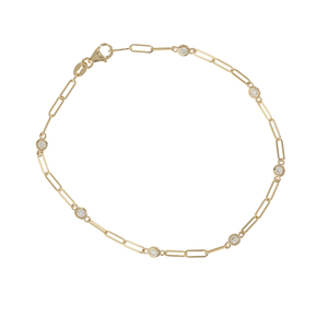 
            
                Load image into Gallery viewer, Diamond Paperclip Link Bracelet in Gold
            
        