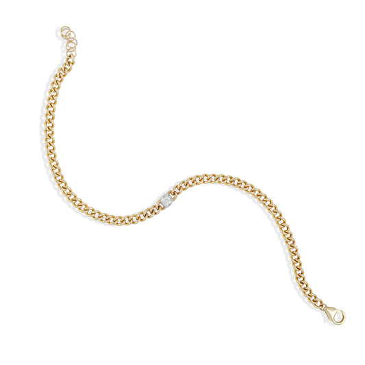 14k Gold Curb Chain Diamond Bracelet from Alexandra Marks Jewelry