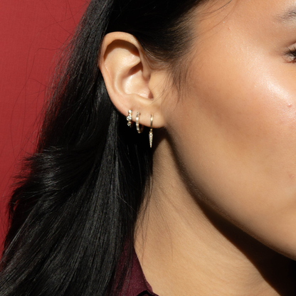 Diamond Hoop Earring Stack In Yellow Gold. 
