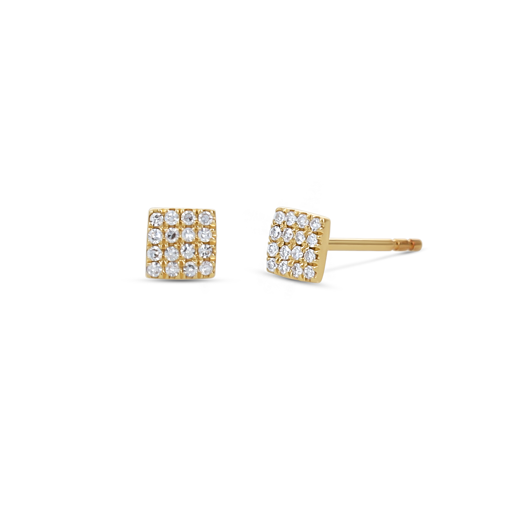 Mini Diamond Square Stud Earrings in 14k Gold | Alexandra Marks Jewelry