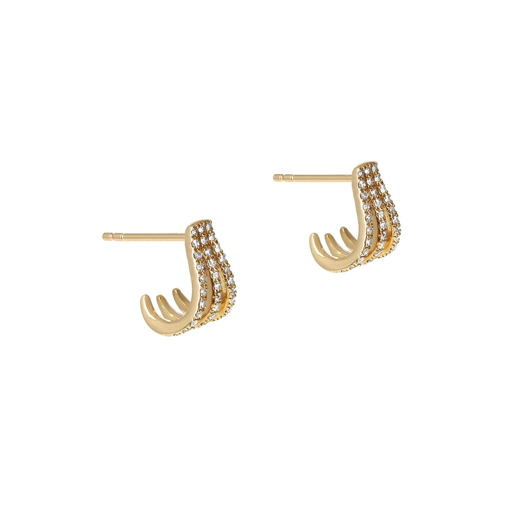 Diamond Curved Three Row Hoops in Gold from Alexandra Marks Jewelry