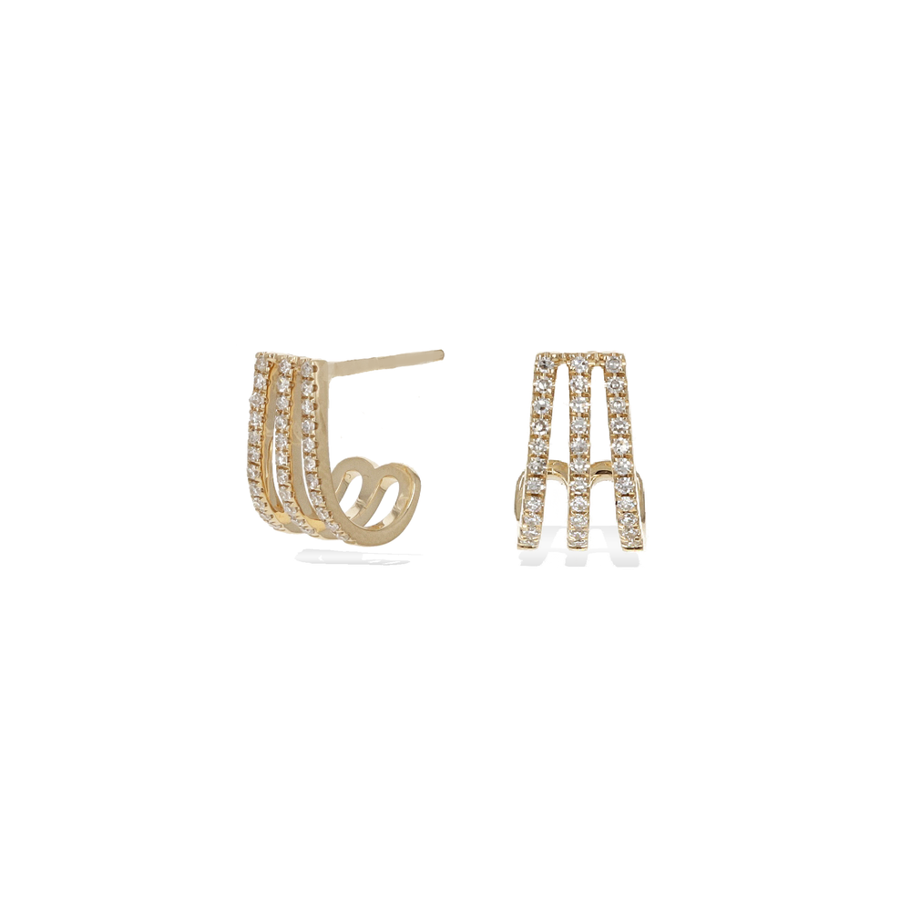 Dainty Diamond Triple Row Hoop Earrings in Gold from Alexandra Marks Jewelry