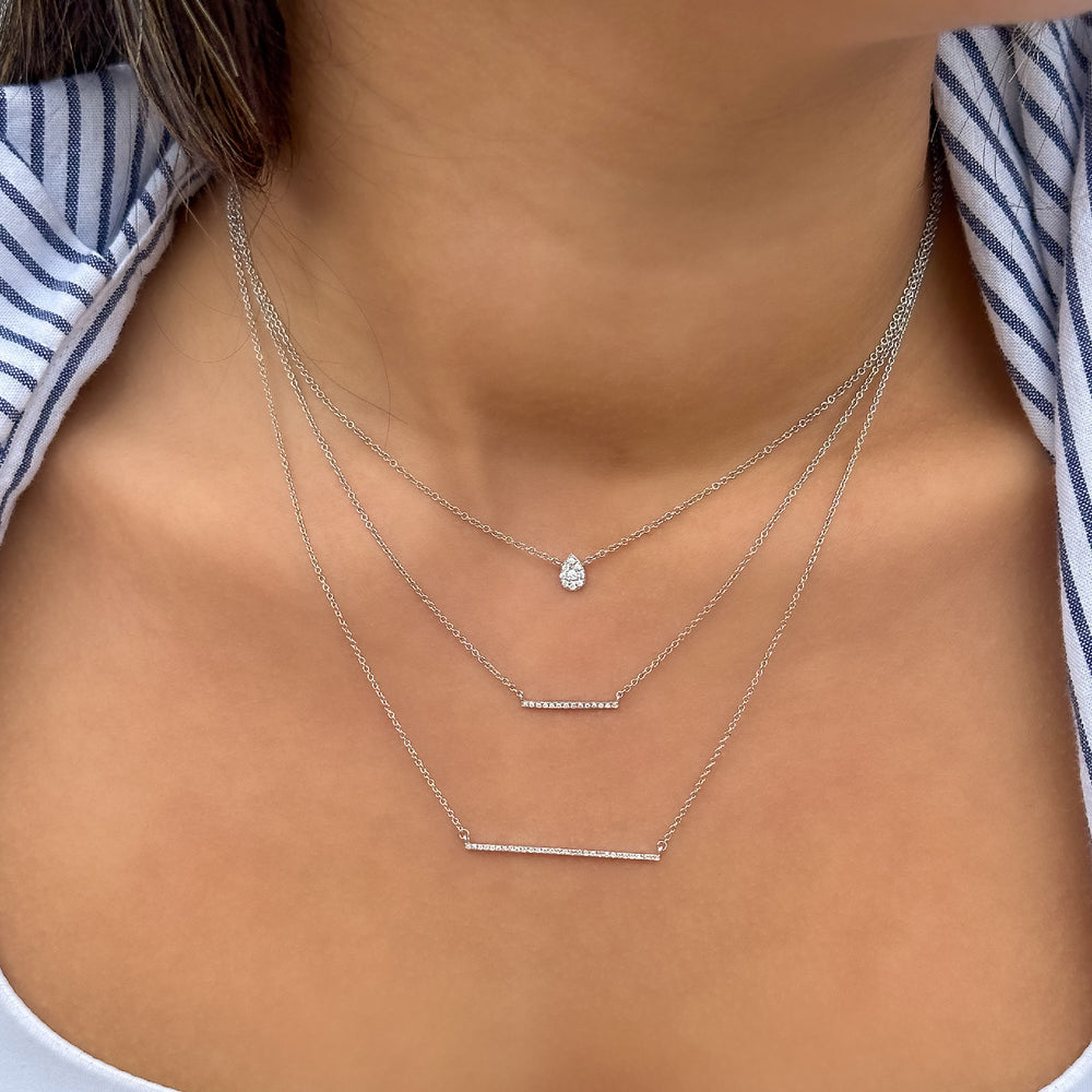 Diamond Long Bar Everyday Necklace in White Gold from Alexandra Marks Jewelry