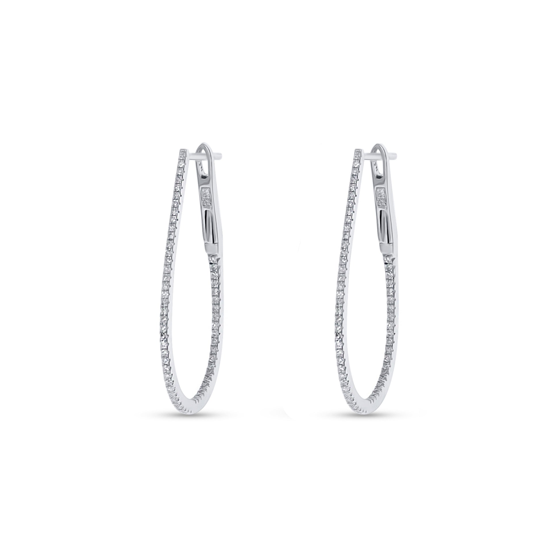 Thin Diamond 14kt White Gold Hoop Earrings from Alexandra Marks Jewelry