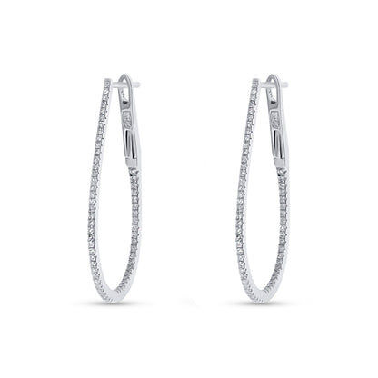 Large Oval Diamond Hoop Earrings in 14kt White Gold - Alexandra Marks Jewelry