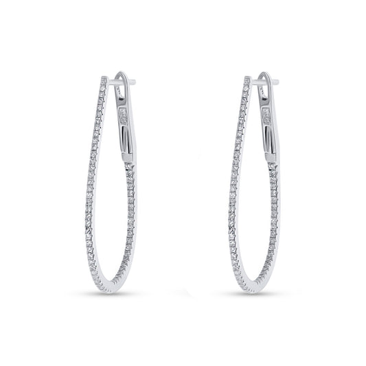 Large Oval Diamond Hoop Earrings in 14kt White Gold - Alexandra Marks Jewelry