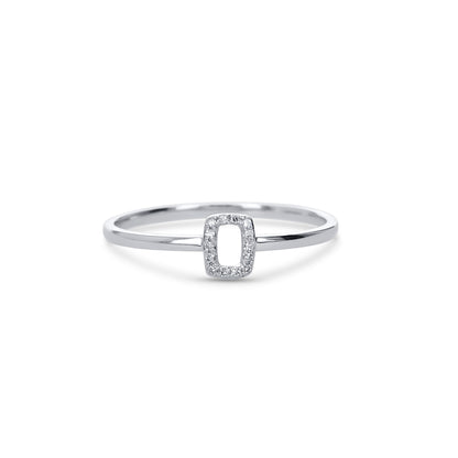 Dainty 14kt White Gold & Diamond Rectangle Ring - Alexandra Marks 