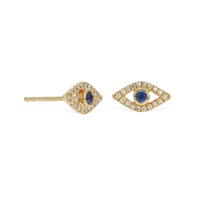 
            
                Load image into Gallery viewer, Sapphire &amp;amp; Diamond Small Evil Eye Stud Earrings in 14k Gold from Alexandra Marks Jewelry
            
        