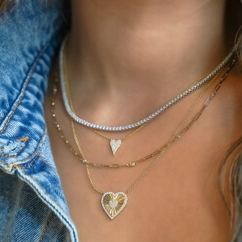 Bold Diamond & 14kt gold heart necklace from Alexandra marks jewelry