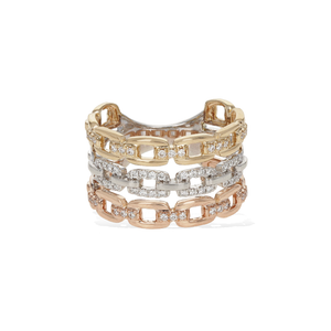 
            
                Load image into Gallery viewer, Tricolor Diamond Chain Link Ring | Alexandra Marks Jewelry
            
        