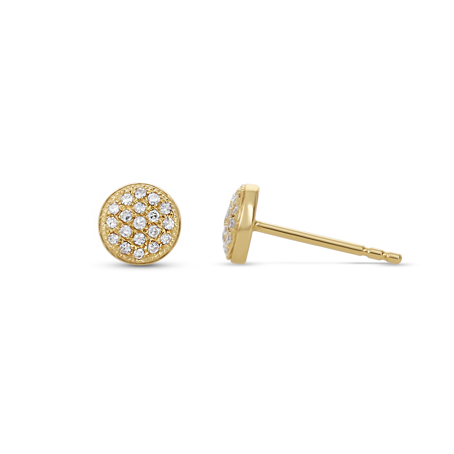 Classic Diamond Disc Stud Earrings in 14kt Yellow Gold