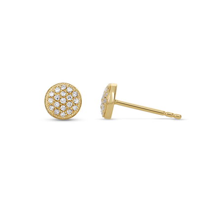 Classic Diamond Disc Stud Earrings in 14kt Yellow Gold