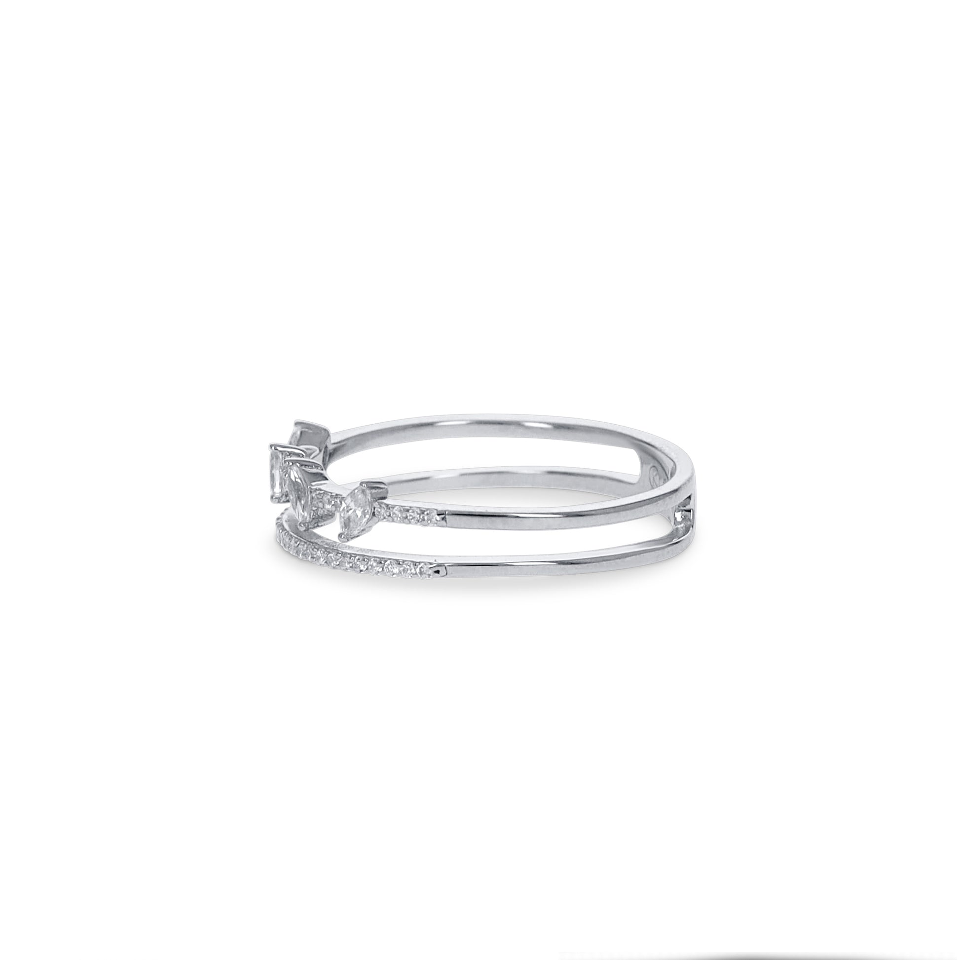 Silver Marquise Layered Ring 