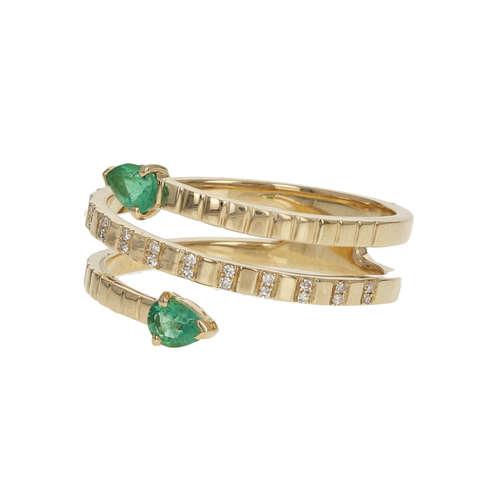 
            
                Load image into Gallery viewer, Emerald Wrap Ring in Gold
            
        